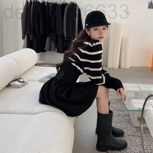 

casual dresses designer 8561# xiaoxiangfeng winter clothes salt department wear small black two-piece suit skirt women j1zh, Black;gray