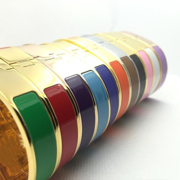 

fashion stainless steel bangle women men enamel bangles buckle design jewelry rose gold silver letter bracelets love color with original vel, Black