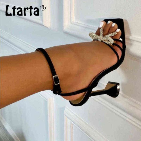 

sandals ltarta high heels summer fashion bow women shoes rhinestone belt high heels large size open toe women sandals lxm 220318, Black