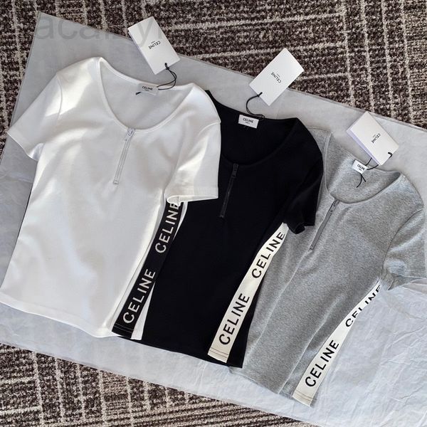 

women's t-shirt designer original ce home side ribbon knitted short sleeve t-shirt female slim design sense niche fashion gkpb, White