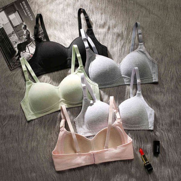 Frauen Kleiner BH Sexy Kein Faden Push-Up-Unterwäsche-BHs für Mädchen Dellen Baumwolle Dünn 12 Farben Bequeme One-Cup-BHs Brasserie L220726