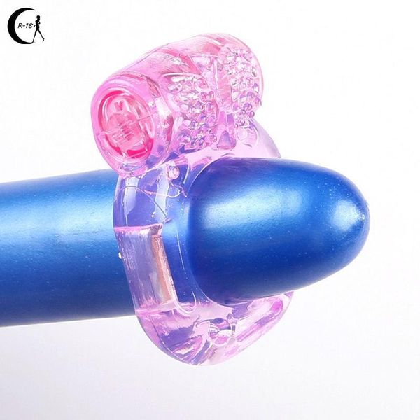 Männlicher Ring Elektronisch vibrierend erwachsen sexy Spielzeug Vibration Kristall Schmetterling Schwanz Penis Mini Vibrator