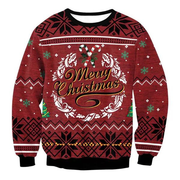 Suéteres masculinos Feliz Natal Mulheres Man Feio Funny Xmas Swetons 3D Casais Impredidos 2022 Round Neck Holiday Jumper Topsmen's