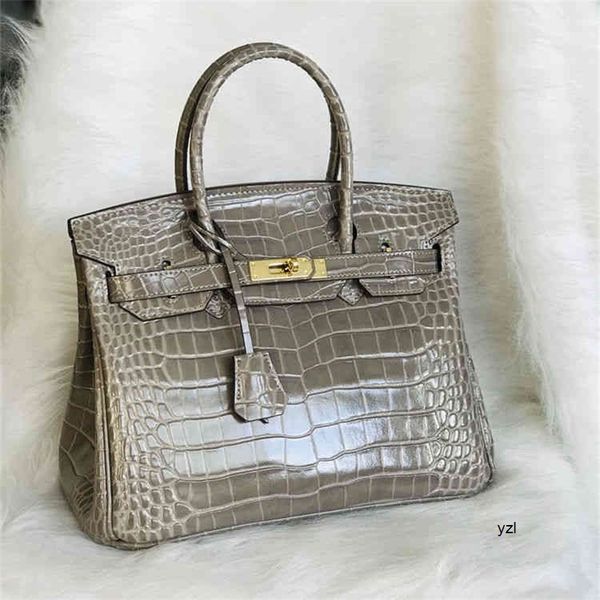 

women totes shoulder herme birkins net red same high-grade sense big brand crocodile leather platinum bag women's european and american