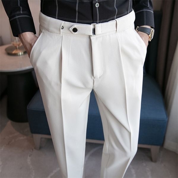 

9 part pants men pleated korean fashion ankle length streetwear casual trousers slacks chinos brand 220620, Black