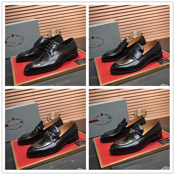 

4 style dress crocodile pattern luxury men's leather shoe loafers fashion formal wedding gentleman male designer dress shoes men dresse, Black