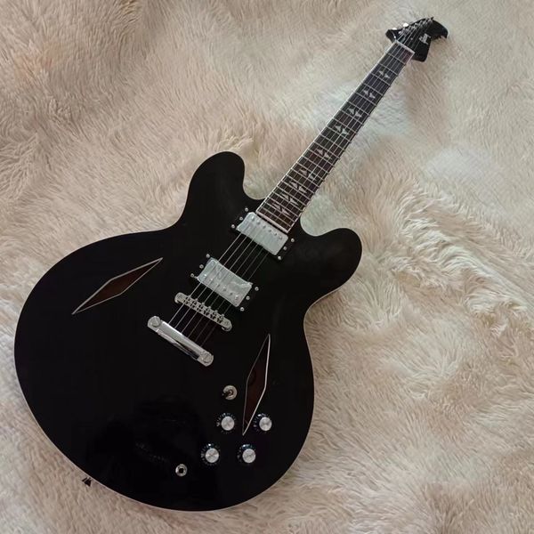 

in stock -diamond hole semi-hollow body electric guitar, jazz guitar, classic black