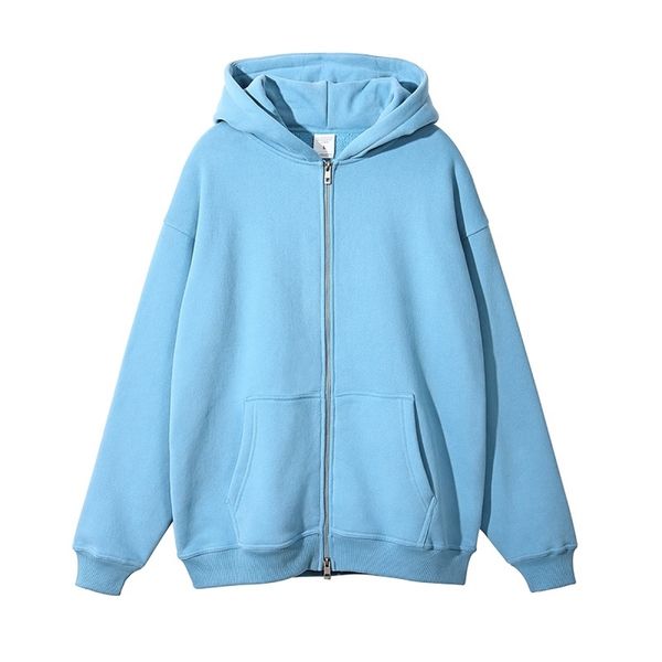 

hip hop fleece hoodies 360g double end zipper menwomen hoodie 220805, Black