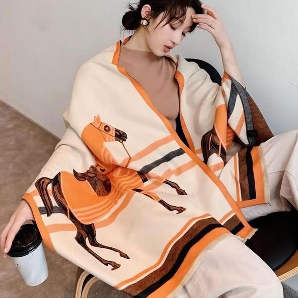 

designers winter cashmere scarf luxury soft warm designer scarves tassel shawl style 4 seasons classic scarfs 7color 65cm x 190cm christmas, Blue;gray