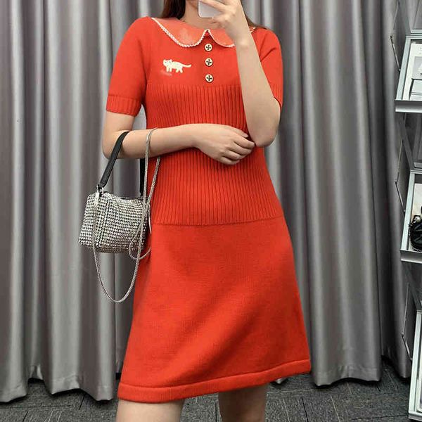 

casual dresses cat red dress spring and autumn baby collar sequin short sleeve kitten skirt wool cashmere 2cns, Black;gray