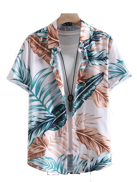

men random tropical print shirt without tee v92r#, White;black