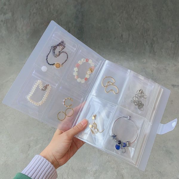 

160/84bag transparent jewelry earring organizer book pvc coin album collection book gifts case clear jewellery display book 220805, Black;white