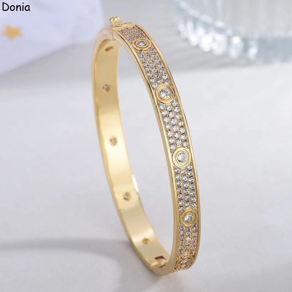 Pulseira de luxo da jóia do Donia exagerado Ten Diamonds Gypophila Titanium Steel Micro-Inchaid Zircon Designers de moda europeus e americanos com caixa