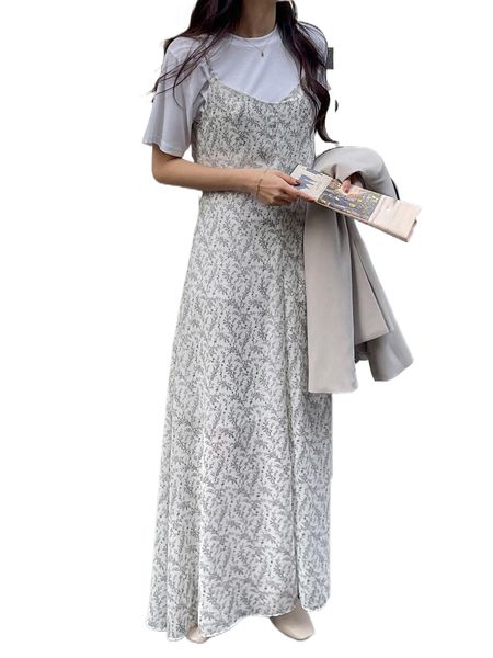 

dazy 1pc allover plant print cami dress b7tl#, Black;gray