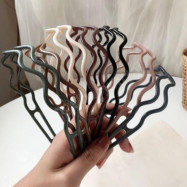 

elegant solid color hairbands for women trendy toothed non-slip hair combs hair accessories girl face wash sports headbands, Slivery;white