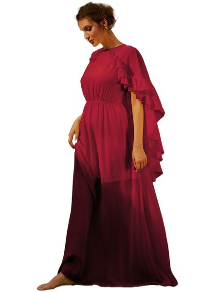 

missord solid ruffle trim a-line dress d5rr#, Black;gray