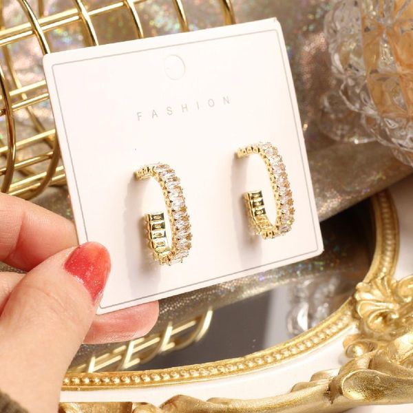 Stud Korean Design Fashion Jewelry Luxus glänzend Full Zirkon C-förmiger Ohrringe elegante weibliche Ohrringestud