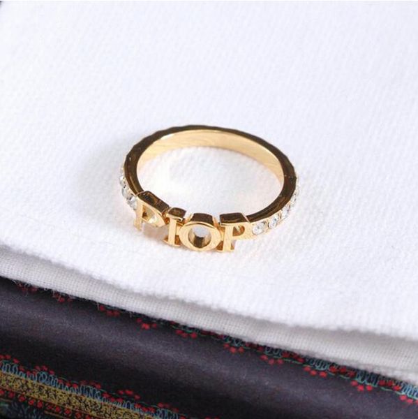 

fashion designer gold letter band rings bague for women lady party wedding lovers gift engagement jewelry with box q06071, Silver