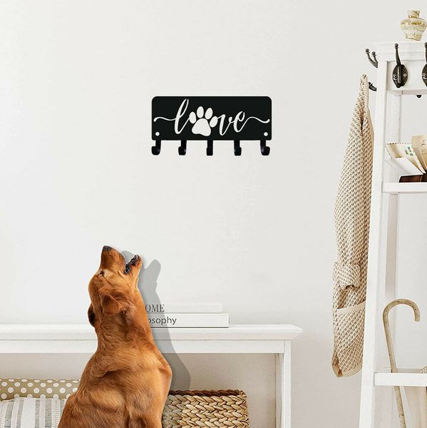 Iron Art Wall Decor Puppy Dog Love Key Rack Hanger Organizer - Arte da parete in metallo larga 6 pollici / 9 pollici