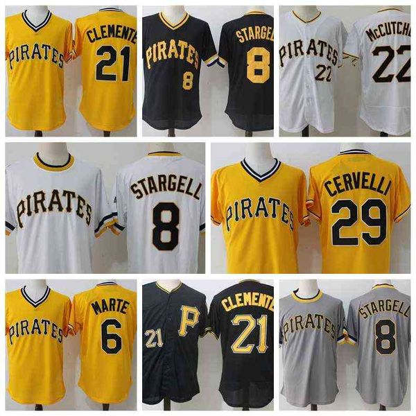 

21 roberto clemente 29 francisco cervelli 8 willie stargell 6 starling marte 27 kent tekulve 55 josh bell baseball jerseys, Blue;black