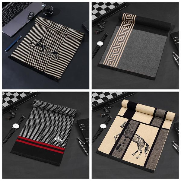 

men classic business scarf cashmere winter warm scarves vintage shawl wrap women luxury brand designer gifts, Blue;gray