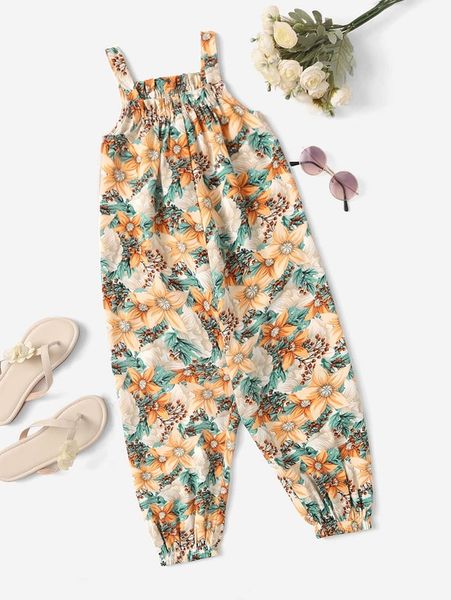 

toddler girls floral print overall jumpsuit she, Blue