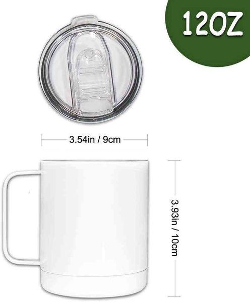 

10oz 12oz insulated tumblers with handle blank coffee mugs for sublimation double wall vacuum stainless steel travel cup with sliding lid g