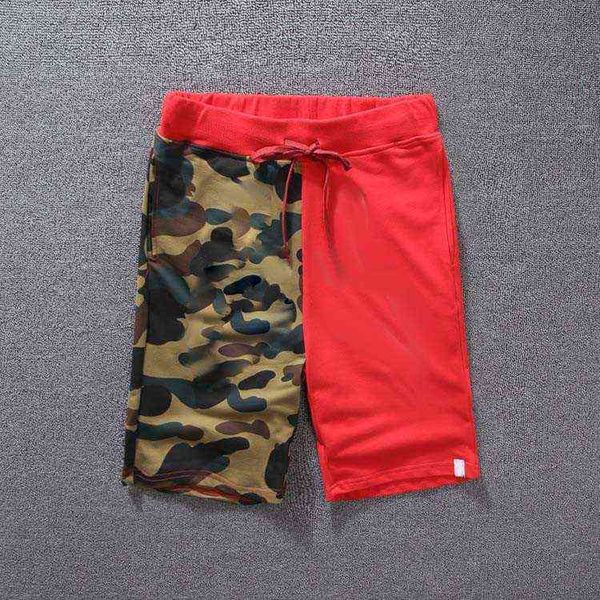 

men's pants fashion print camouflage color stitching teenager summer shorts classic streetwear boys sweatpants, Black