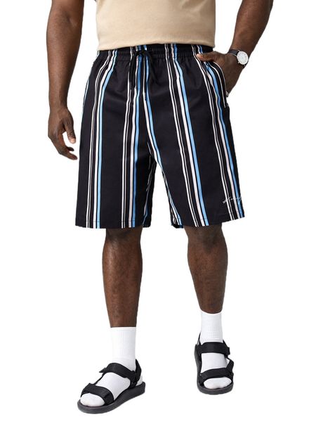 

men colorful striped drawstring waist shorts w1o9#, White;black