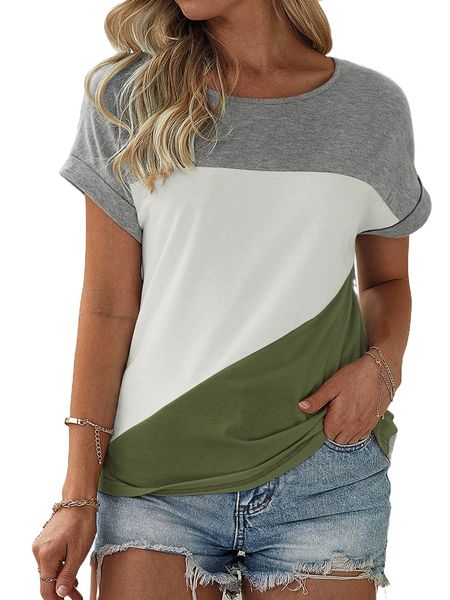 

contrast panel batwing sleeve tee s2zh#, White