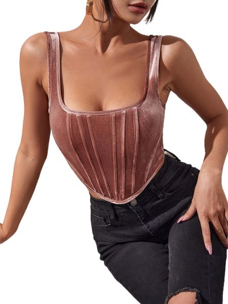 

asymmetrical hem velvet tank 02lk#, White