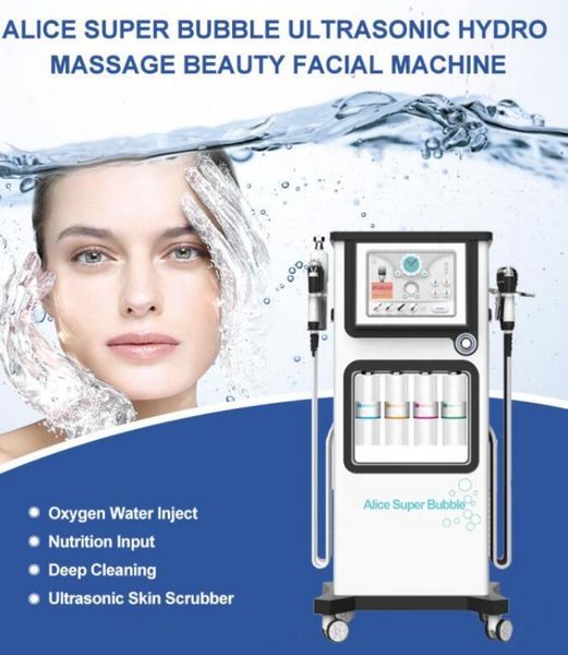 

alie new oxygen jet super bubble hydrafacial machine facial spas care skin rejuvenation water peeling face skin pore cleaning hydro dermabra, Black;white
