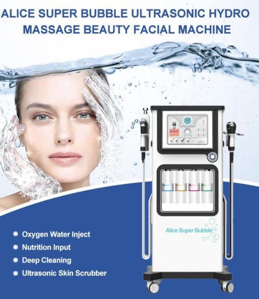 

alie new oxygen jet super bubble hydrafacial machine facial spas care skin rejuvenation water peeling face skin pore cleaning hydro dermabra, Black;white