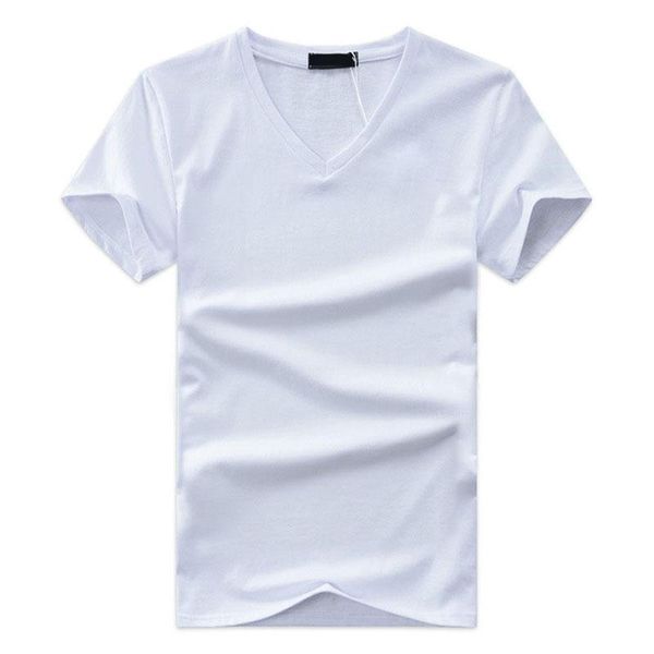 Мужские футболки высококачественная мода Summer Men v Шея футболка хлопка с коротки