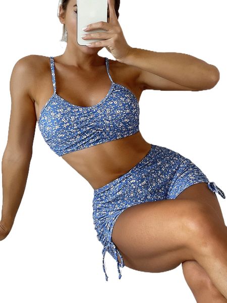 

ditsy floral print bikini swimsuit u4m1#, White;black