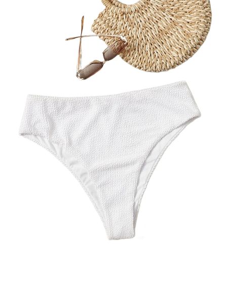 

plus textured high waist bikini bottom v6va#, Black