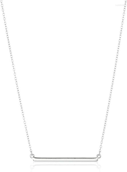 Catene Collana a barra orizzontale in argento sterling Girocollo lungo 18 pollici Ciondolo geometrico semplice per donna Uomo