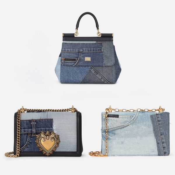 

luxury clutches handbags medium devotion bag in patchwork denim and plain calfskin girls shoulder crossbody bags artsy designer lady d handb