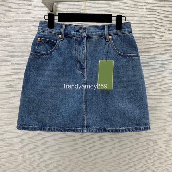 

skirts early spring women's hardware accessories doraemon pattern heavy industry embroidery high waist thin a-shaped denim skirt, Black