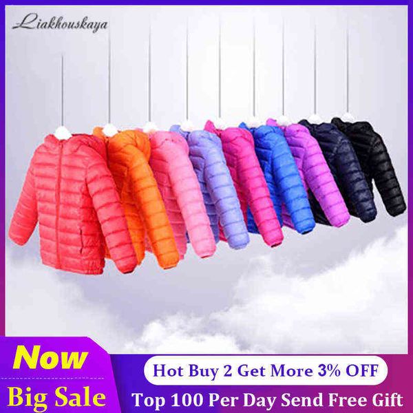 

2022 fashion children winter warm outerwear and coat children jackets children cotton down jackets jacket for girls parka hoodies j220718, Blue;gray