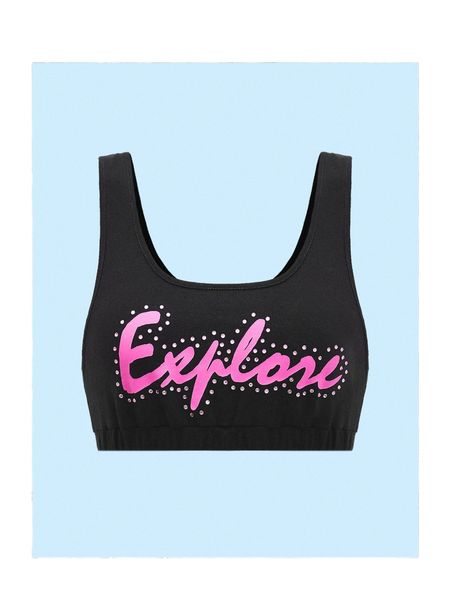 

rhinestone letter graphic crop tank h1hr#, White