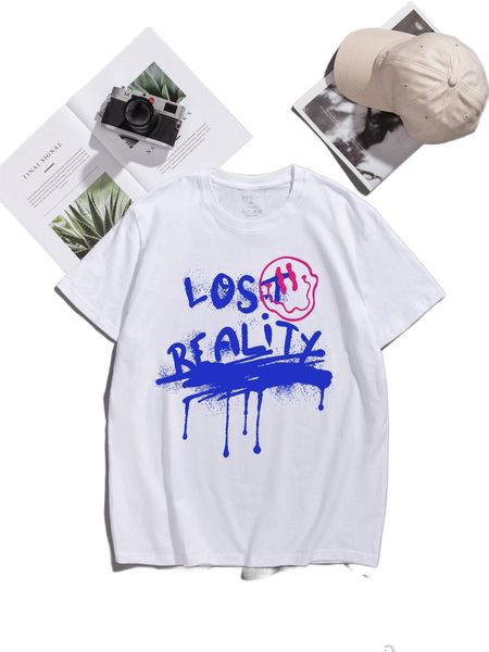 

men cartoon & letter graphic tee b8sp#, White;black