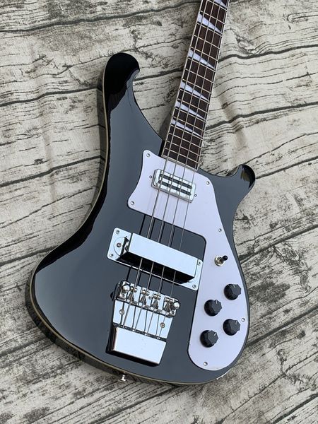 

4 strings black electric bass guitar, chorme hardware