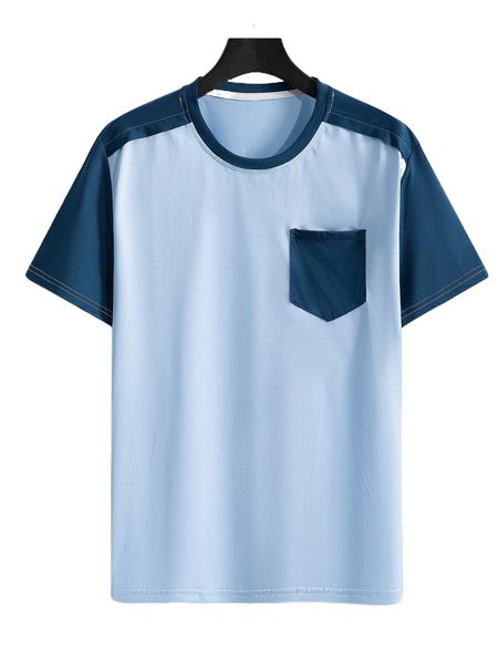 

men color block patched pocket tee z7q1#, White;black