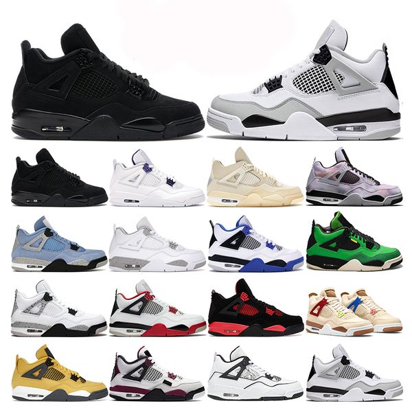 

men basketball shoes 4s black cat white oreo fire red mens trainers outdoor sports sneakers white cement size us 5.5-13