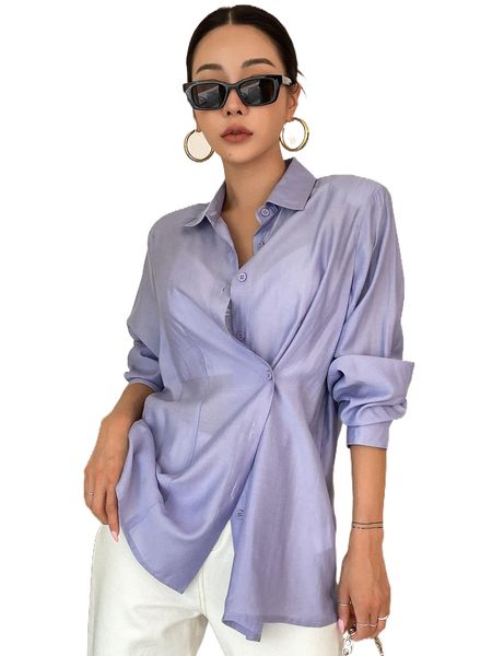 

dazy solid button front blouse y3wt#, White