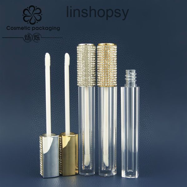 

factory outlet lipstick tube [new arrivals]drilling and gold silver cover, transparent lip glaze eyeliner pipe, lip mud pipe mouth red