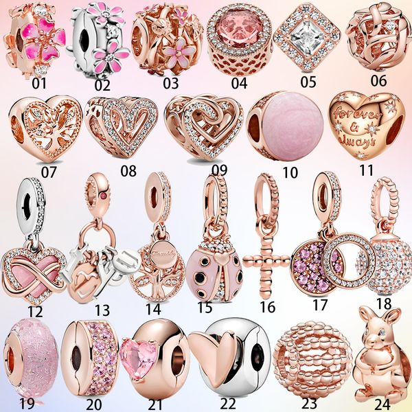 925 Sterling Silver Ciondola Charm Rosa Murano Bacio Appassionato Bead Fit Pandora Charms Bracciale Accessori gioielli fai da te