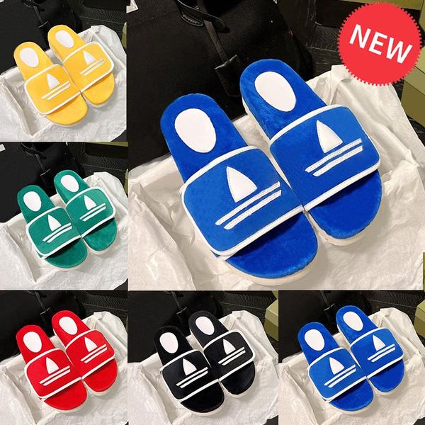 

with box designer slipper xad cotton sponge magic tape embossed platform sandals beach men women shoes 5.5cm sandal black blue red yello moi