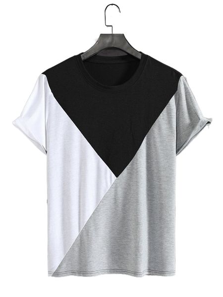 

men cut and sew tee 87se#, White;black